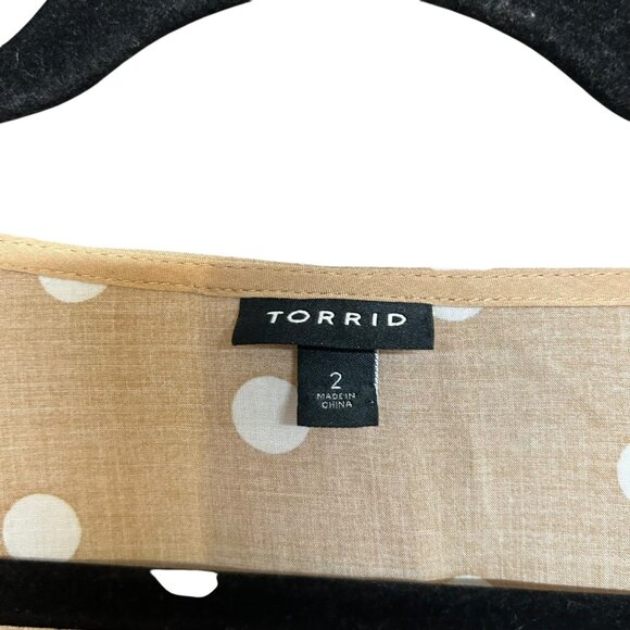 Torrid Tan Polka Dot Blouse - Picture 6 of 7